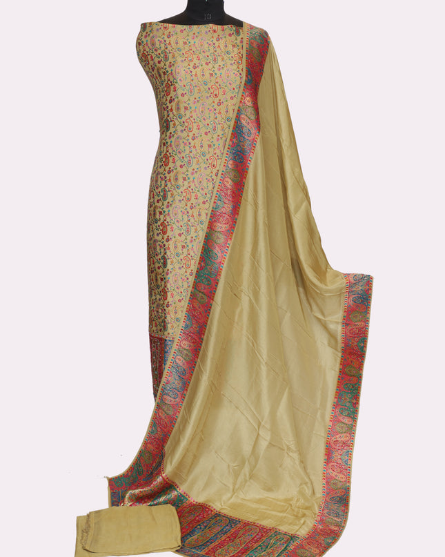 Banarsi Menakari Suit Heighlighted  with Hand Work - Color Ghiya Green - Size REG