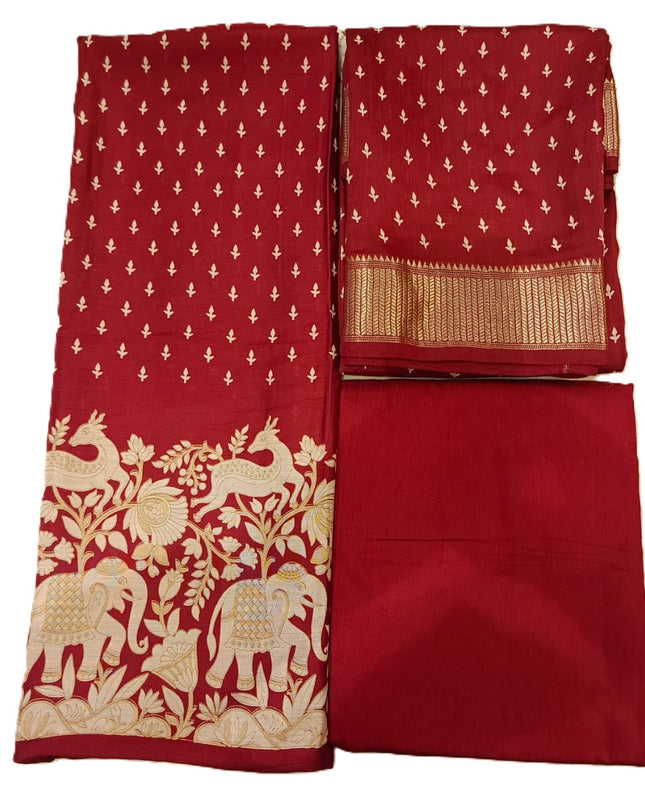 Pure Muslin Silk Suit Fabric With Dupatta
