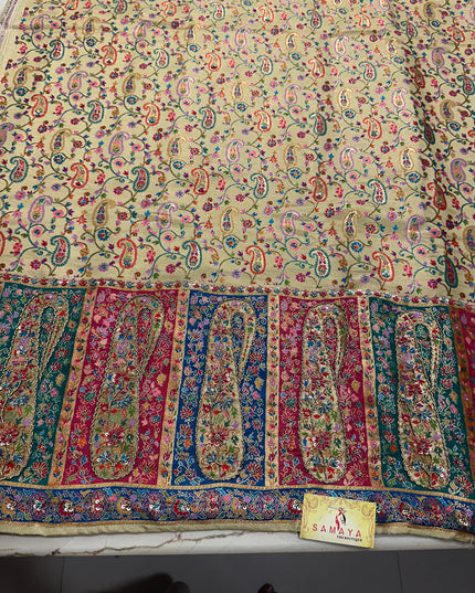 Banarsi Menakari Suit Heighlighted  with Hand Work - Color Ghiya Green - Size REG