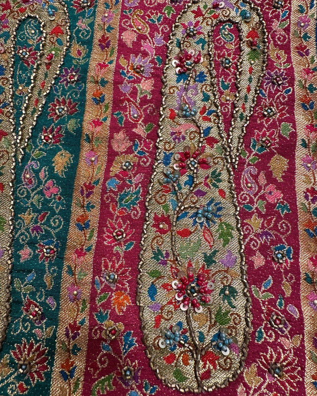 Banarsi Menakari Suit Heighlighted  with Hand Work - Color Ghiya Green - Size REG