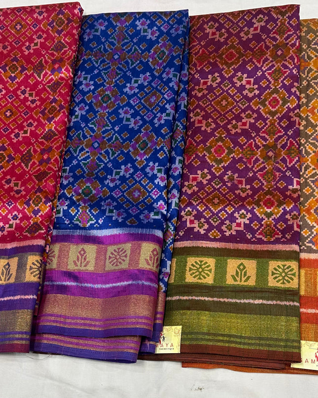 Semi Pure Ikkat Patola Silk Saree